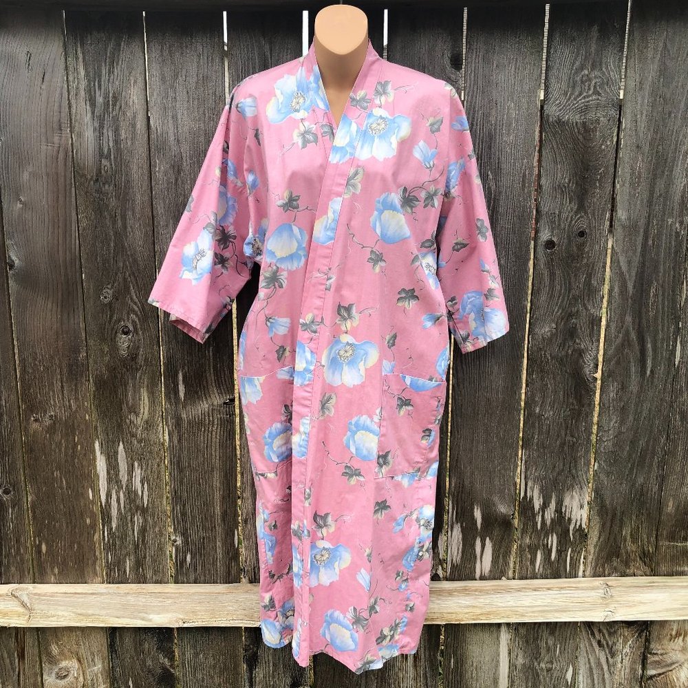 Vintage Ruth Norman Kimono Robe Polished Cotton OS